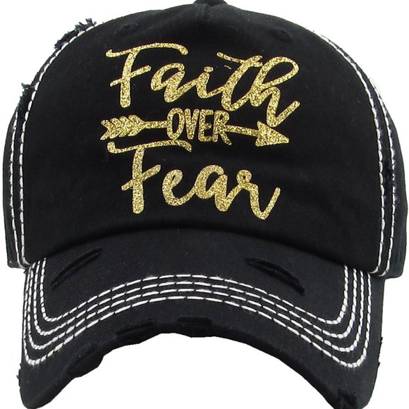 FAITH OVER FEAR WASHED VINTAGE Baseball Cap - Picture 3 of 5